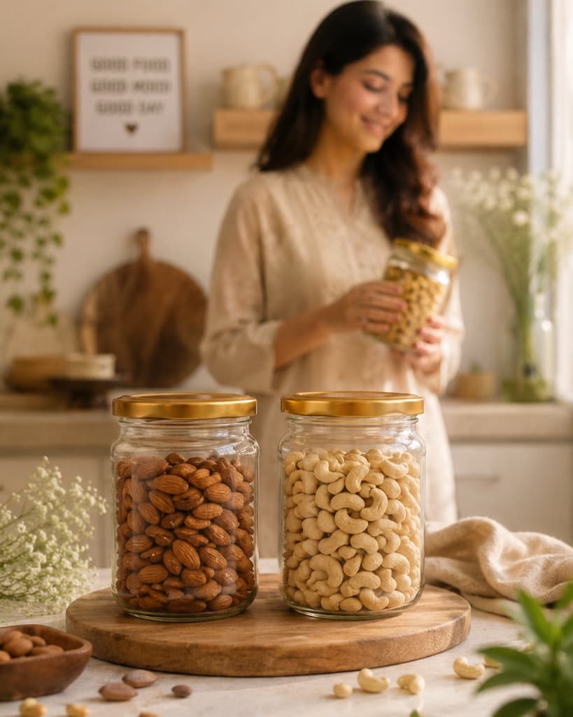 Round Glass Storage Jars (550ml - Pack of 2)